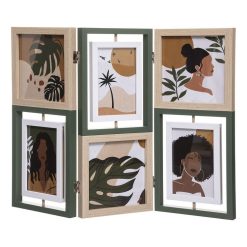 Vente flash ❤️ ATMOSPHERA Pêle-Mêle Joel Pliable à 6 Photos En MDF Et Verre - Beige Et Noir ????