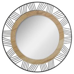 Tout neuf ???? Miroir Rond En Métal & Bois Joe 45cm Noir ????