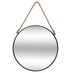 Vente flash ???? Miroir Rond En Métal Corde 55cm Noir ????