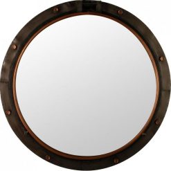 Promo ???? Miroir Rond Métal Hublot 74cm Marron ????