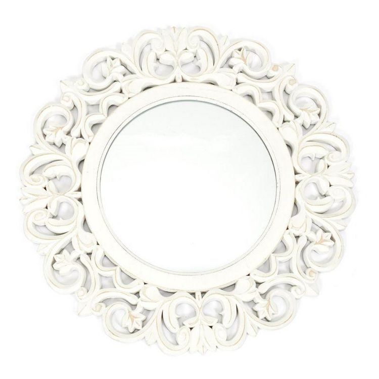 Tout neuf ???? Paris Prix Miroir Mural En Bois Sculpté Charme 60cm Blanc ???? 3 Tout neuf ???? Paris Prix Miroir Mural En Bois Sculpté Charme 60cm Blanc ????