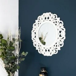 Tout neuf 🎉 Paris Prix Miroir Mural En Bois Sculpté Charme 60cm Blanc 🎉 -ATMOSPHERA Shop unnamed file 1031