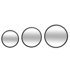 Coupon ???? Lot De 3 Miroirs Muraux Design Mona 30cm Noir â