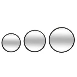 Coupon 🎁 Lot De 3 Miroirs Muraux Design Mona 30cm Noir ⭐