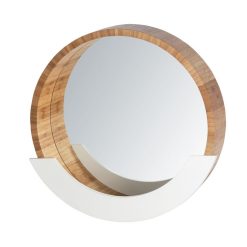 Offres ???? Wenko Miroir Avec Compartiment Scandi Finja - Diam. 39 Cm - Blanc ????