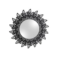 Meilleur prix 🔥 PRESENT TIME Miroir En Métal Filaire Plume - Diam. 60 Cm - Noir 🔔