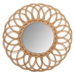Grosses soldes ???? Miroir Mural En Osier Fleuri 50cm Naturel ????