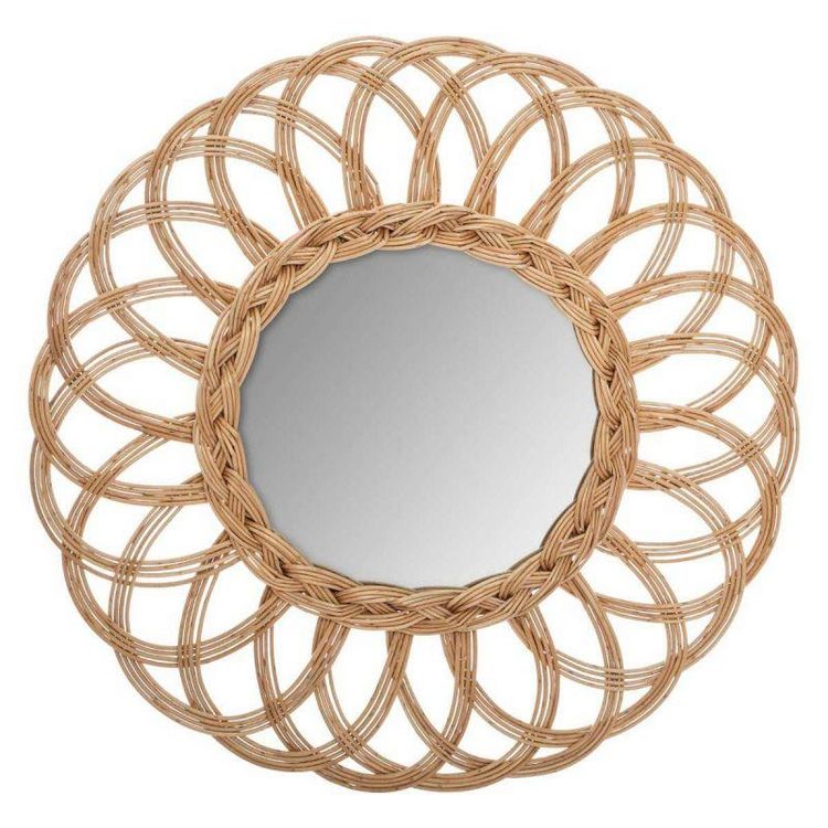 Grosses soldes ???? Miroir Mural En Osier Fleuri 50cm Naturel ???? 3 Grosses soldes ???? Miroir Mural En Osier Fleuri 50cm Naturel ????