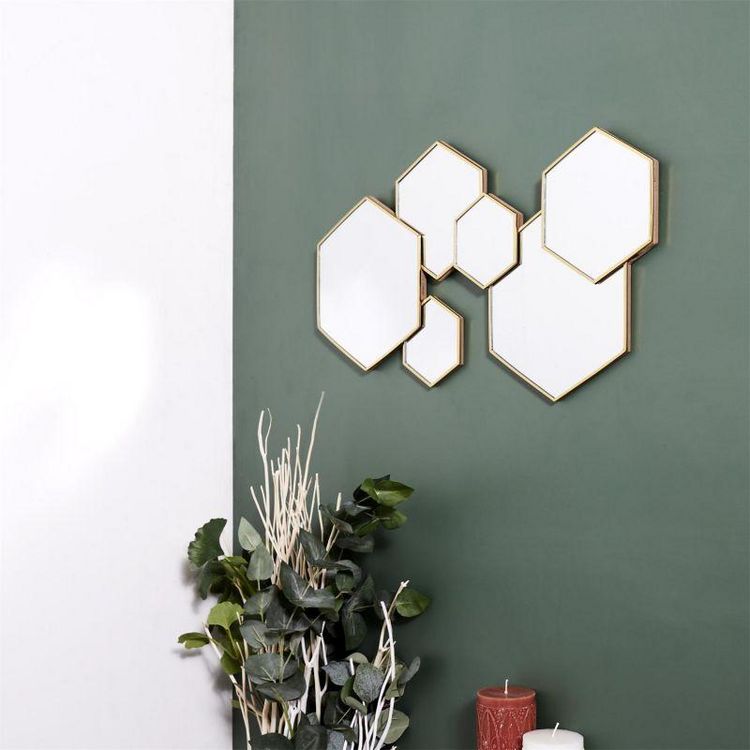 Offres ???? Paris Prix Lot De 6 Miroirs Muraux Hexagonal 57cm Or ???? 5 Offres ???? Paris Prix Lot De 6 Miroirs Muraux Hexagonal 57cm Or ???? â Image 3