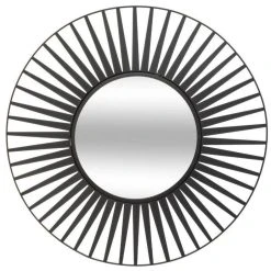 Meilleure vente 👏 Miroir Mural Design En Métal Soleil 50cm Noir 🎁