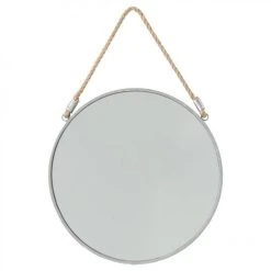 Grosses soldes 🔔 Miroir à Suspendre En Métal Rond 37cm Gris ✨