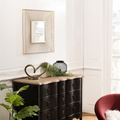 Bon marché ???? MACABANE THEODORE - Miroir Carré 65x65cm Métal Doré ????