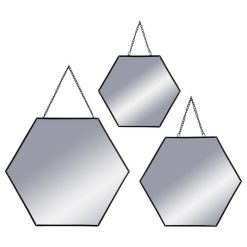 Sortie ???? ATMOSPHERA Ensemble De 3 Miroirs Hexa Chaîne Noir ????
