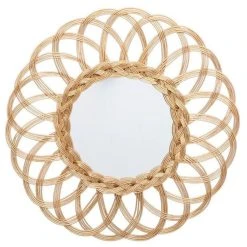 Nouveau 🎁 Miroir Mural Design En Rotin Fleurus 50cm Or 💯