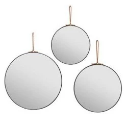 Meilleur prix 😍 Lot De 3 Miroirs Muraux Déco Lilou 30cm Noir 🔔