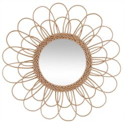 Budget ???? ATMOSPHERA Miroir Mural Rotin Scandi Fleur - Diam. 56 Cm ????