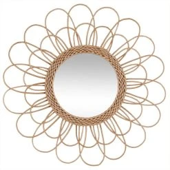 Budget 🥰 ATMOSPHERA Miroir Mural Rotin Scandi Fleur - Diam. 56 Cm 🌟