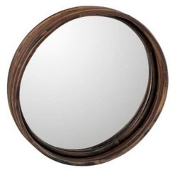 Offres ???? Paris Prix Plateau & Miroir Design Rond & Rotin 30cm Marron ????