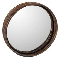 Offres 🤩 Paris Prix Plateau & Miroir Design Rond & Rotin 30cm Marron 🛒