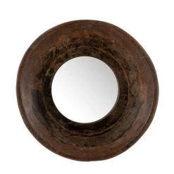 Sortie ⌛ Paris Prix Miroir Mural Rond En Bois Bol 35cm Naturel 🎁