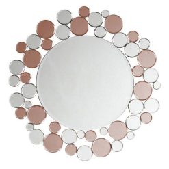 Offres ???? Paris Prix Miroir Mural Design Bubble 80cm Argent & Rose ????