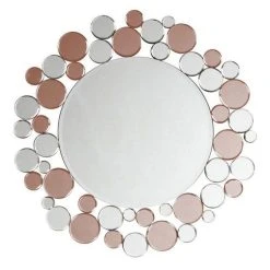 Offres 🔔 Paris Prix Miroir Mural Design Bubble 80cm Argent & Rose 😍