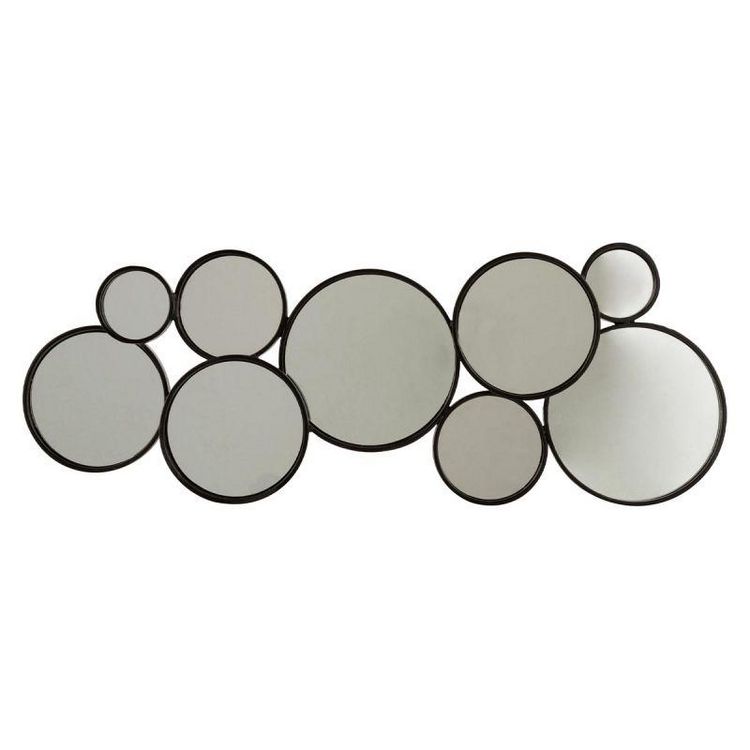 Le moins cher ???? Paris Prix Miroir Mural Design 9 Ronds 84cm Noir ???? 3 Le moins cher ???? Paris Prix Miroir Mural Design 9 Ronds 84cm Noir ????