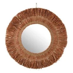 Meilleur prix 😍 Paris Prix Miroir Mural Déco En Raphia Saffron 65cm Marron ✔️