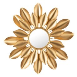 Sortie ???? Paris Prix Miroir Mural Design Aurora Fleur 77cm Or ????
