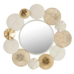 Promo ???? Paris Prix Miroir Mural Déco Cercles Ronds 67cm Blanc & Or ????