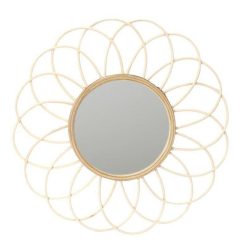 Offres ???? Paris Prix Miroir Mural En Rotin Rosace 56cm Naturel â