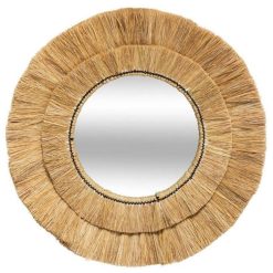 Budget ???? Miroir Mural En Raphia Déco Alba 57cm Beige ????
