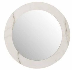 Tout neuf ???? Paris Prix Miroir Mural Rond Effet Marbre 60cm Blanc ????