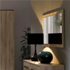Bon marché 🔥 NOUVOMEUBLE Miroir 100 Cm Contemporain Couleur Bois Clair LUCINDA 🔥