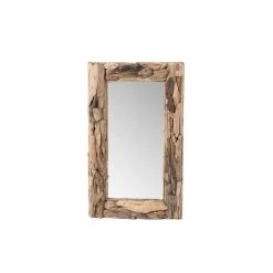 Promo 🔥 HELLIN Miroir Rectangulaire En Bois Flotté 60x100 - WIMEREUX 🎁