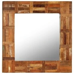 Le moins cher ⌛ VIDAXL Miroir Mural Bois De Recuperation Massif 60 X 60 Cm 🎁