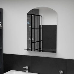 Nouveau ???? VIDAXL Miroir Mural Avec Etagere 50x70 Cm Verre Trempe ????