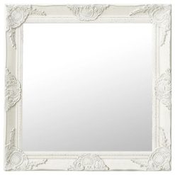 Bon marchĂ© ???? VIDAXL Miroir Mural Style Baroque 60x60 Cm Blanc â€ïž