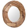 Bon marché ???? VIDAXL Miroir Decoratif Teck 80 Cm Rond ????