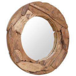 Bon marché ???? VIDAXL Miroir Decoratif Teck 80 Cm Rond ????