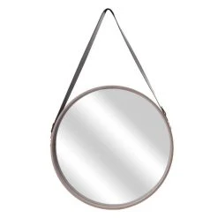 Meilleur prix ❤️ TOILINUX Miroir Rond à Suspendre Avec Une Anse - Diam. 50 Cm. - Beige 🎁