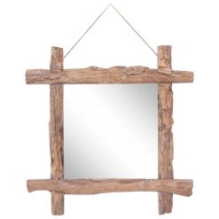 Sortie ❤️ VIDAXL Miroir A Buches Naturel 70x70 Cm Bois De Recuperation Massif ????