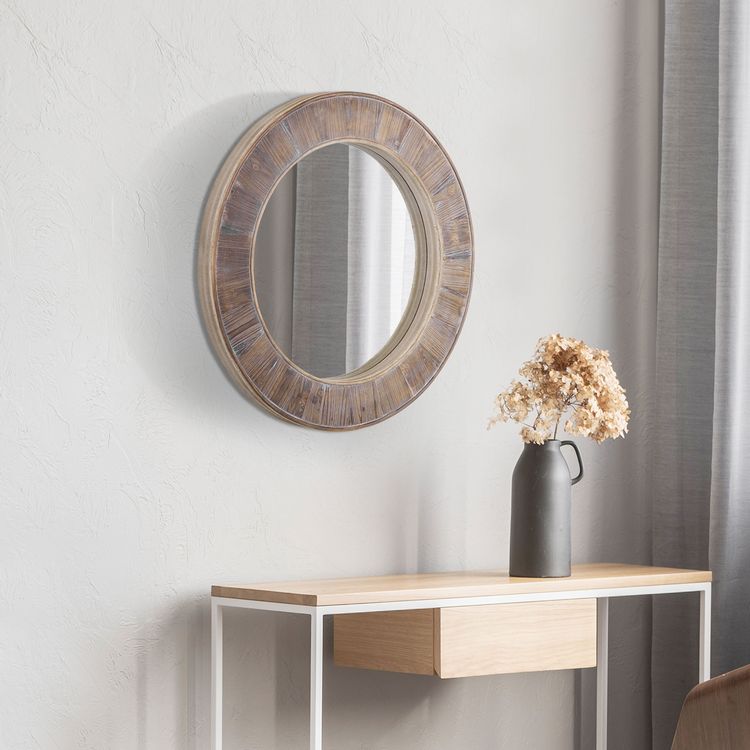 Sortie ???? HOMCOM HOMCOM Miroir Rond Mural En Bois De Pin Style Naturel Ø 79 Cm ???? 4 Sortie ???? HOMCOM HOMCOM Miroir Rond Mural En Bois De Pin Style Naturel Ø 79 Cm ???? – Image 2