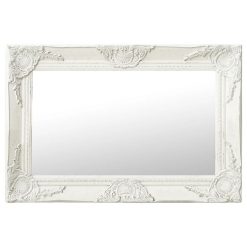 Le moins cher ???? VIDAXL Miroir Mural Style Baroque 60x40 Cm Blanc ????