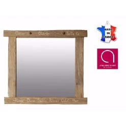 Nouveau ⌛ Bo Time Miroir En Bois Flotté Avec Inscription Marine Personnalisable - Fabriqué à La Main En France - Marron ✔️