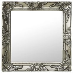 Sortie ???? VIDAXL Miroir Mural Style Baroque 50x50 Cm Argente ✔️