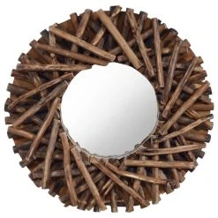 Budget 😉 VIDAXL Miroir Mural 40 Cm Teck Rond 🛒