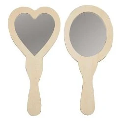 Sortie 🎉 Youdoit 2 Miroirs à Main En Bois à Décorer Coeur Et Ovale 24 Cm 🤩