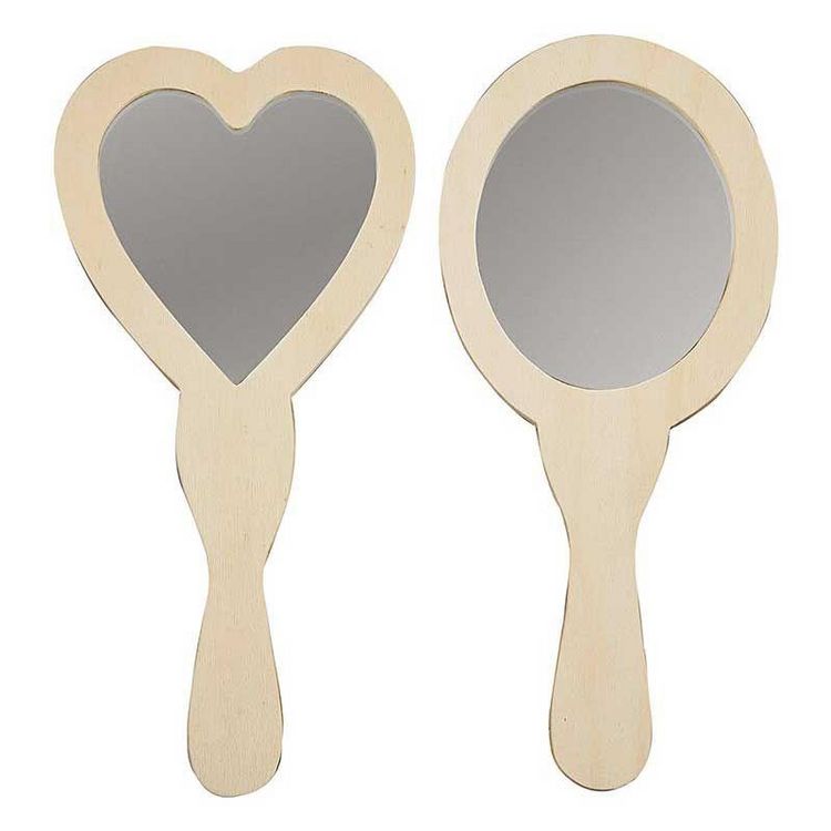 Sortie ???? Youdoit 2 Miroirs à Main En Bois à Décorer Coeur Et Ovale 24 Cm ???? 3 Sortie ???? Youdoit 2 Miroirs à Main En Bois à Décorer Coeur Et Ovale 24 Cm ????