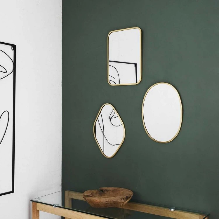 Remise 🎉 TOILINUX Lot De 3 Miroirs Avec Contours En Métal - Doré 🥰 3 Remise 🎉 TOILINUX Lot De 3 Miroirs Avec Contours En Métal - Doré 🥰